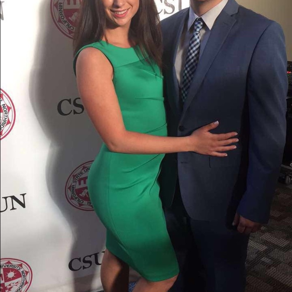 Calvin Klein green knee length dress, size 2